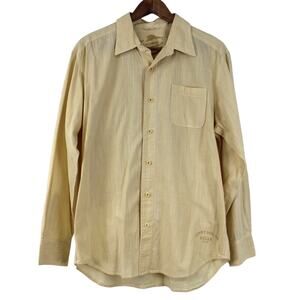 Tommy Bahama Relax Cotton Shirt Mens Medium Yellow Stripe Beachy Vacation‎ Dad